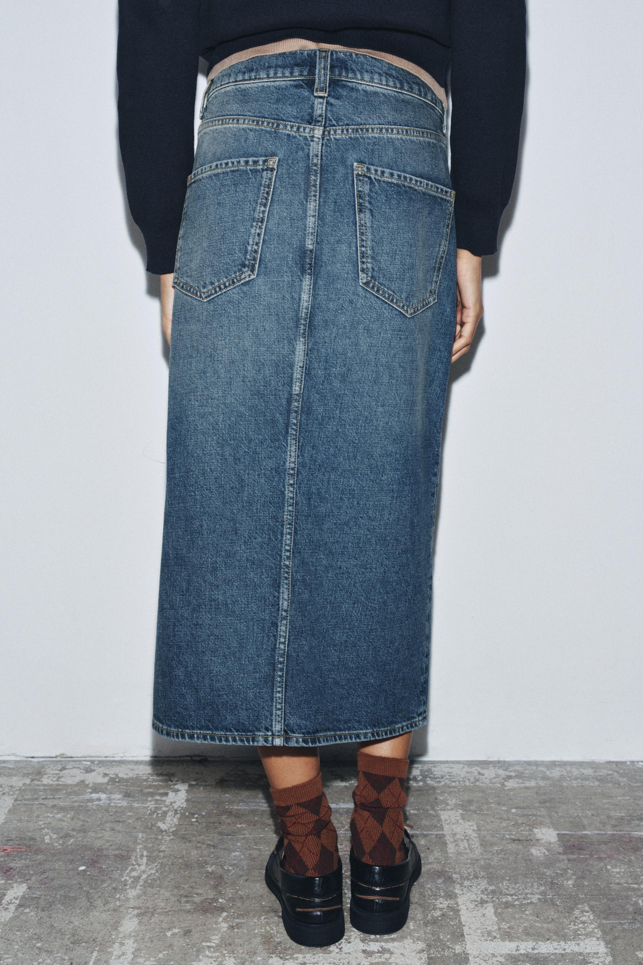 ZW COLLECTION DENIM SKIRT WITH SLIT